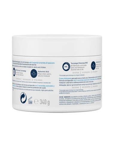 CERAVE CREMA HIDRATANTE PIEL SECA 1 ENVASE 340 g
