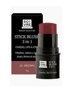 SOIVRE COSMETICS BLUSH 3 IN 1 MEJILLAS LABIOS Y OJOS 1 STICK 4 g COLOR BROWN