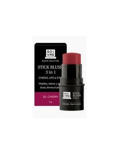 SOIVRE COSMETICS BLUSH 3 IN 1 MEJILLAS LABIOS Y OJOS 1 STICK 4 g COLOR CHERRY