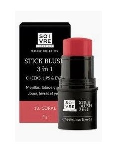 SOIVRE COSMETICS BLUSH 3 IN 1 MEJILLAS LABIOS Y OJOS 1 STICK 4 g COLOR CORAL