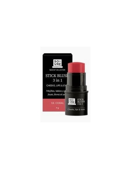 SOIVRE COSMETICS BLUSH 3 IN 1 MEJILLAS LABIOS Y OJOS 1 STICK 4 g COLOR CORAL