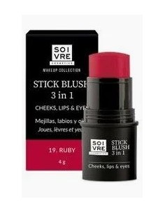 SOIVRE COSMETICS BLUSH 3 IN 1 MEJILLAS LABIOS Y OJOS 1 STICK 4 g COLOR RUBY