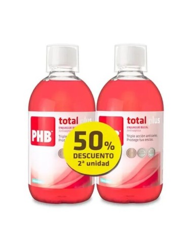 PHB TOTAL PLUS ENJUAGUE BUCAL2 ENVASES DE 500ml.